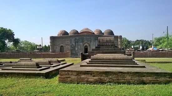 Detailed view of Choto Sona Mosque ornamental stonework